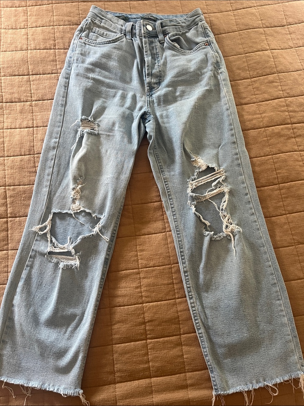 Wild Fable Light Wash Distressed Straight-Leg Jeans